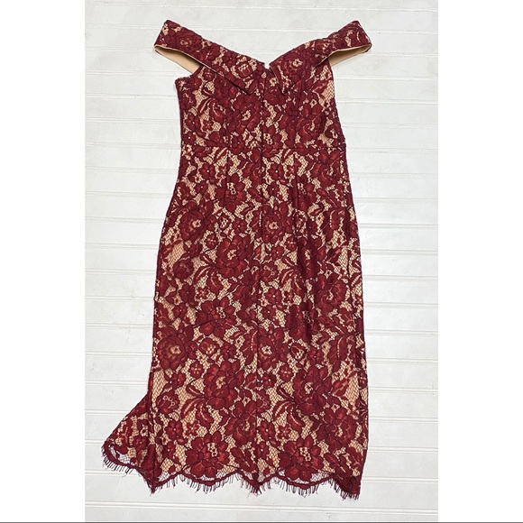 LuLu’s Wine Colored Lace Nude Underlay Midi Dress - Picture 6 of 8